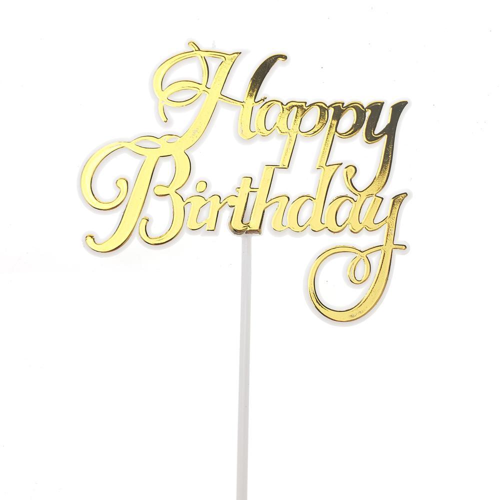 Plastic Chrome "Happy Birthday" Pick, 4-Inch, 12-Count