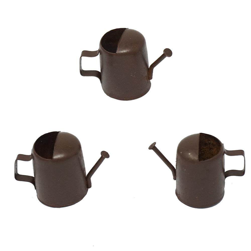 Miniature Rustic Metal Water Cans, 3/4-Inch, 3-Count