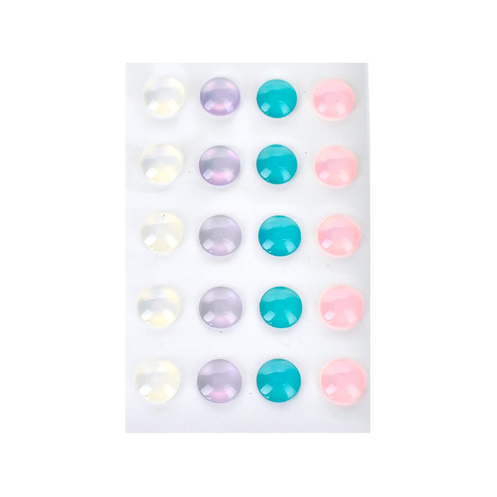 Round Acrylic Iridescent Stone Stickers, 20-Piece