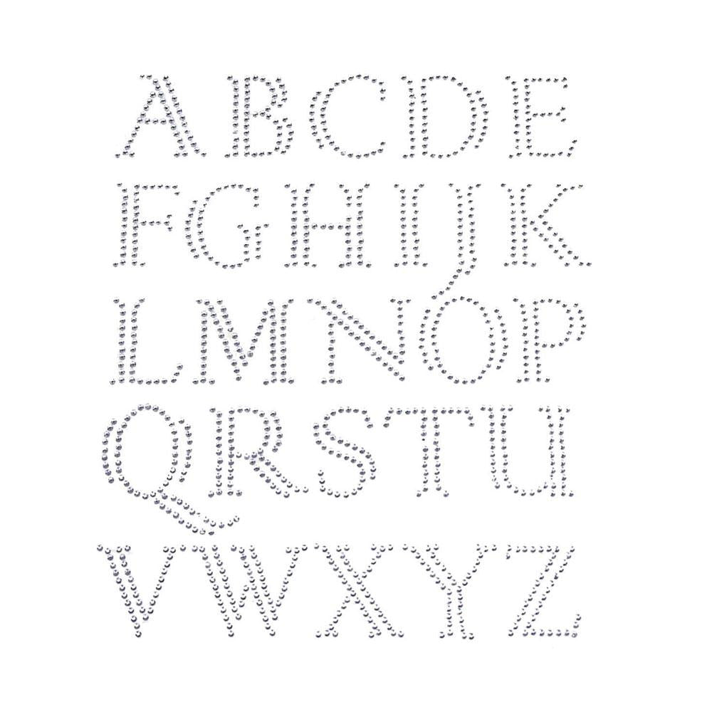 Elegant Alphabet Letter Rhinestone Stickers, Silver, 1-Inch, 26-Count