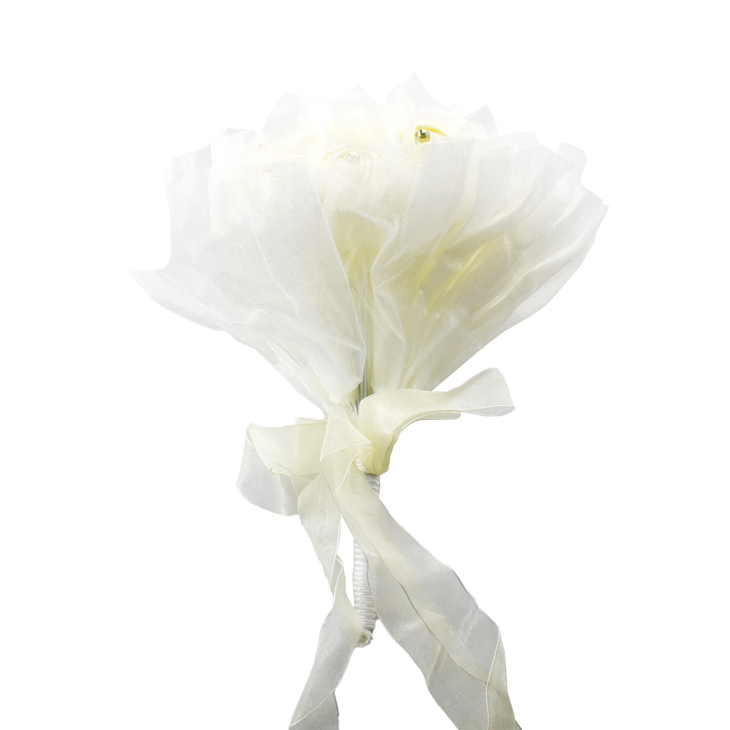 Rhinestone Foam Roses Wedding Bouquet, 10-Inch