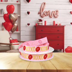 Valentine's XOXO Lips Grosgrain Ribbon, 10-yard