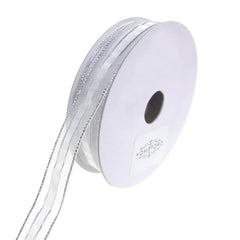 Sheer Metallic Iridescent Edge Natalia Ribbon, 5/8-Inch, 25-Yards