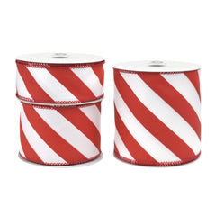 Christmas Candy Cane Glossy Stripe Wired Ribbon, 10-yard