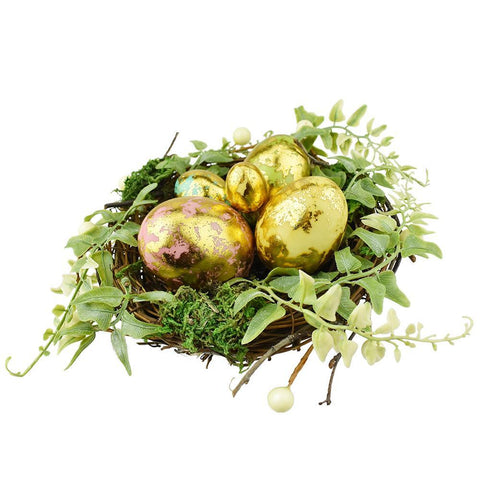 Artificial Easter Eggs in Birdnest, 8-1/2-Inch
