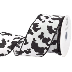 Cow Print Pattern Satin Wired Ribbon, 10-yard