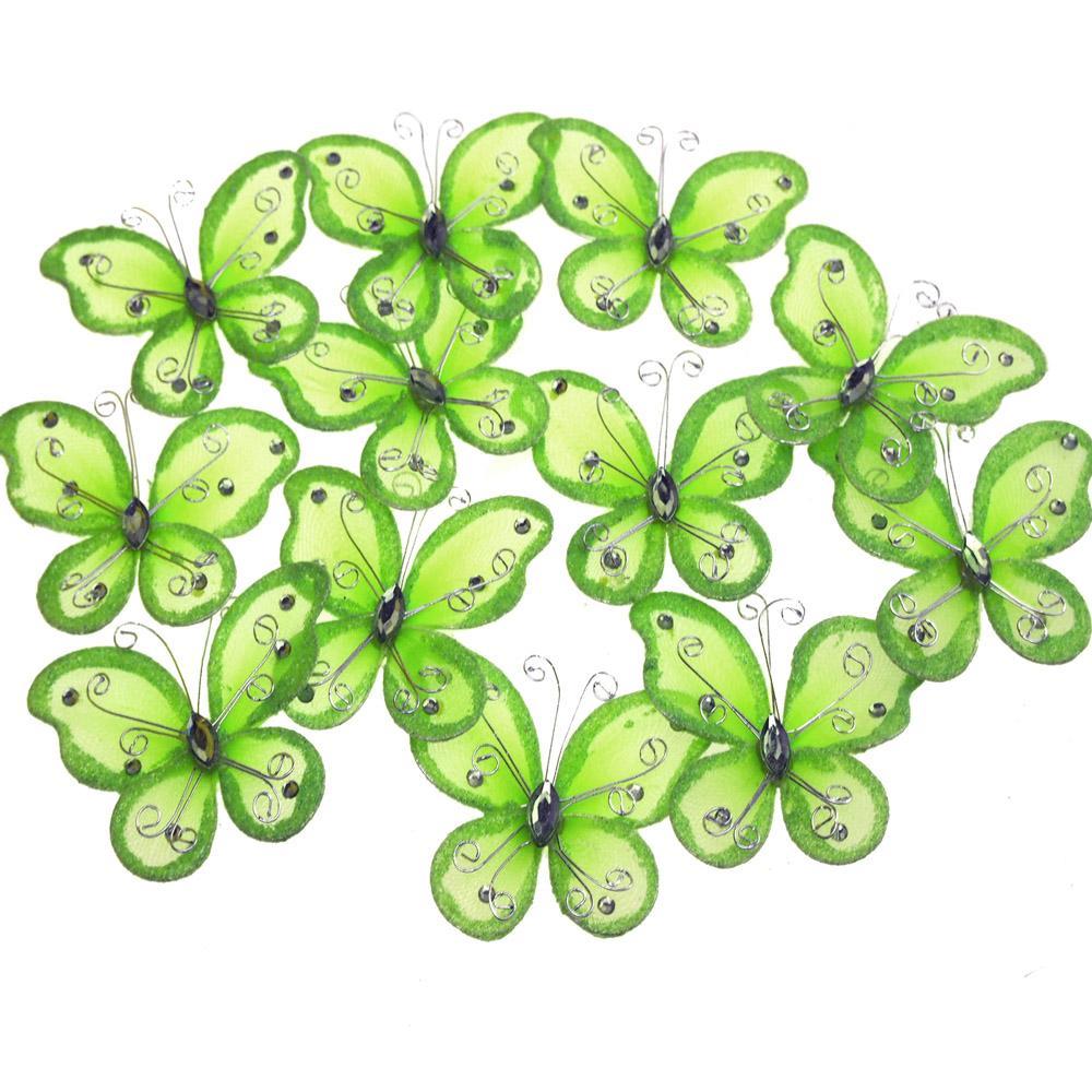 Organza Nylon Glitter Butterflies, 2-inch, 20-count