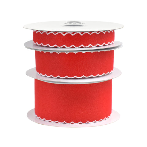 Christmas Scallop Stitch Edge Felt Ribbon, 10-yard