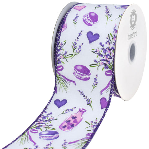 Valentine's Day Lavender Romance Satin Wired Ribbon, 2-1/2-inch, 10-yard