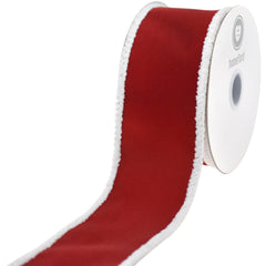 Christmas Velvet Fuzzy Edge Wired Ribbon, 10-yard