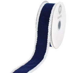 Christmas Velvet Fuzzy Edge Wired Ribbon, 10-yard