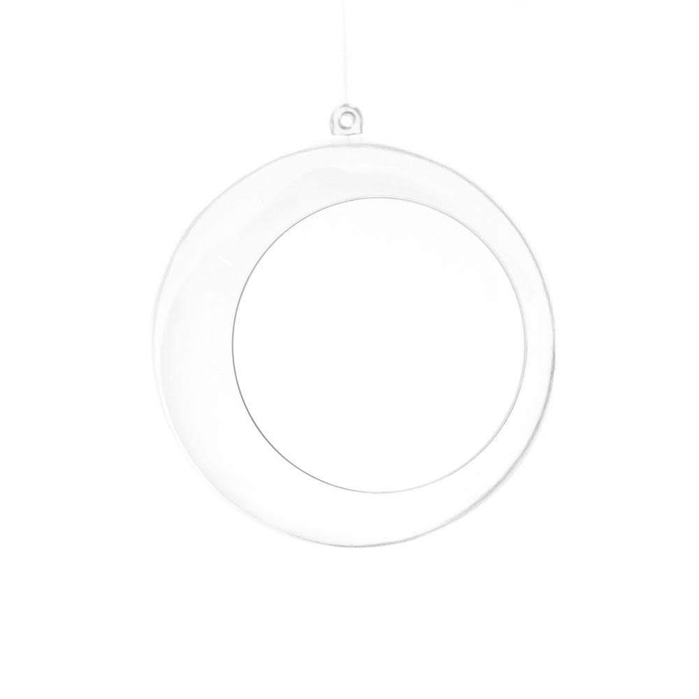 Fillable Plastic Clear Ball Ornament With Opening, 4-Inch, 12-Count