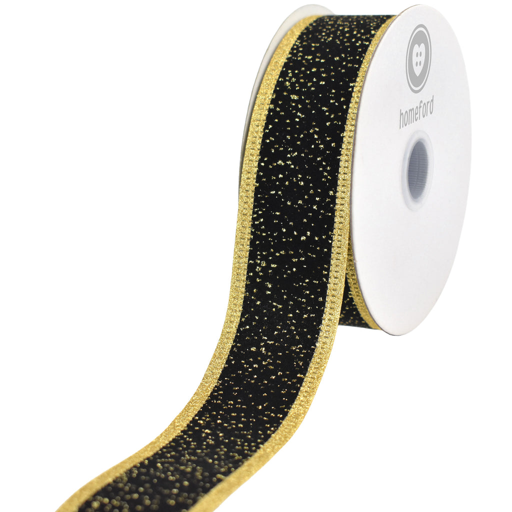 Christmas Sparkle Velvet Wired Ribbon, 10-yard