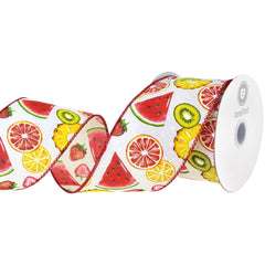 Summer Fruits Polka Dots Satin Wired Ribbon, 2-1/2-inch, 10-yard