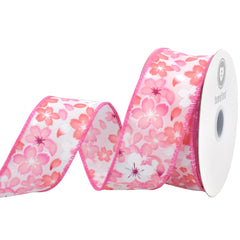 Spring Falling Sakura Cherry Blossom Wired Ribbon, 10-yard