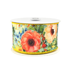 Spring Floral Tapestry Deluxe Wired Ribbon, 10-yard