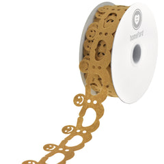Christmas Gingerbread Man Felt Cutout Ribbon, 10-yard