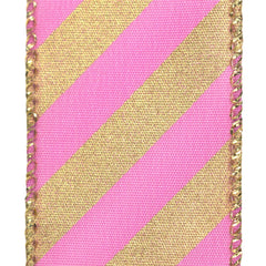 Christmas Satin Diagonal Stripes Wired Ribbon, 10-yard