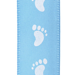 Baby Shower Footprint Pattern Satin Ribbon, 5/8-inch, 10-yard