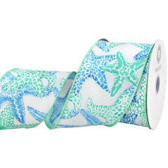 Summer Starfish and Seahorses Wired Ribbon, 10-yard