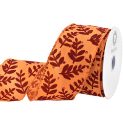 Glittered Fall Ferns Satin Wired Ribbon, 10-yard