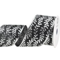 Christmas Embossed Vines Metallic Edge Wired Ribbon, 10-yard