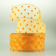 Organza Polka Dots Wired Ribbon, 2-Inch, 50-Yard