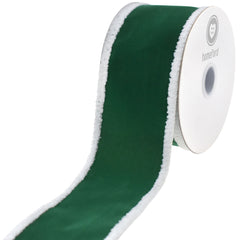 Christmas Velvet Fuzzy Edge Wired Ribbon, 10-yard
