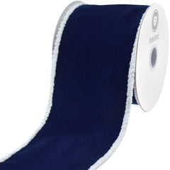 Christmas Velvet Fuzzy Edge Wired Ribbon, 10-yard