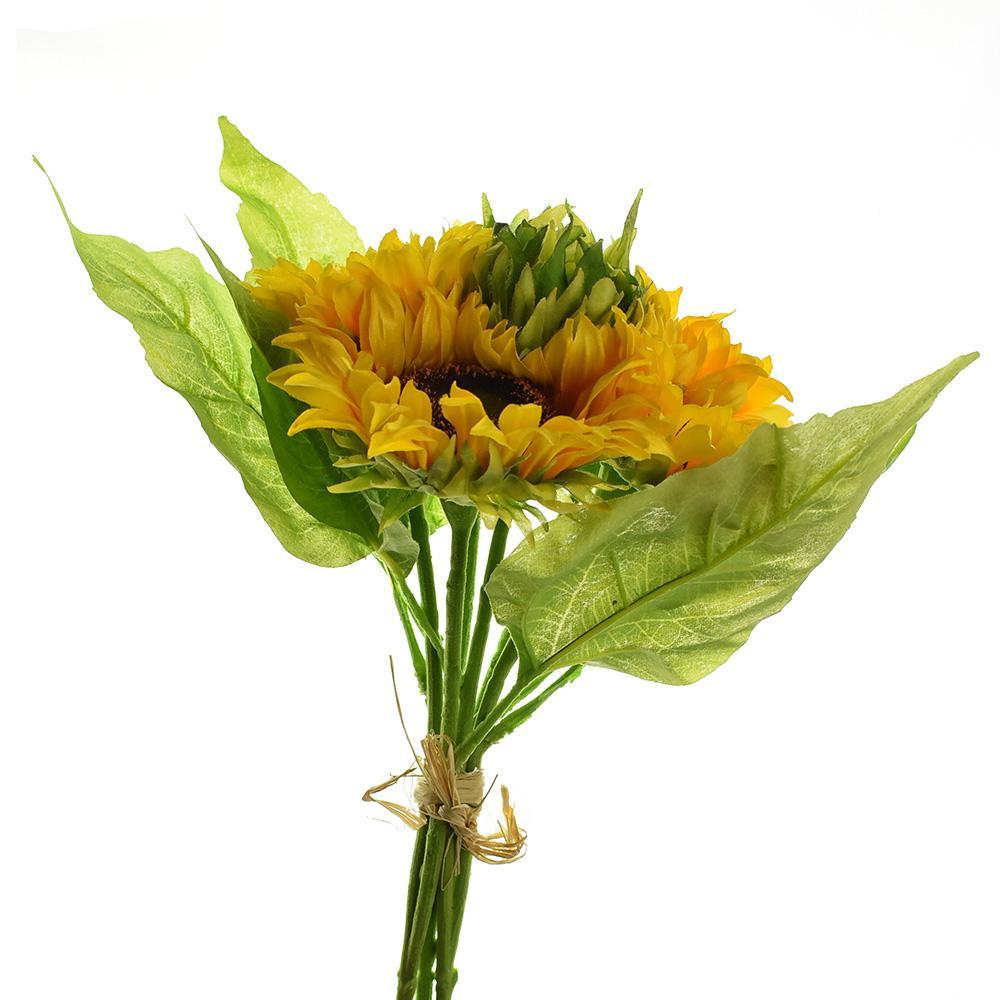 Artificial Sunflower Bouquet, 15-Inch