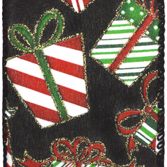 Wrapped Christmas Gifts Satin Wired Ribbon, 2-1/2-inch, 10-yard