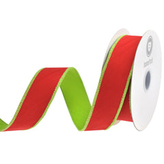 Christmas Velvet Two-Tone Wired Ribbon, 10-yard