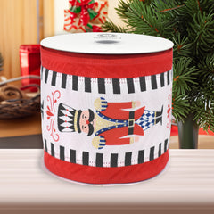 Christmas Nutcracker Dash Velvet Edge Wired Ribbon, 10-yard