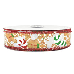 Christmas Cookie Candy Cane Satin Wired Ribbon, 1-1/2-inch, 50-yard