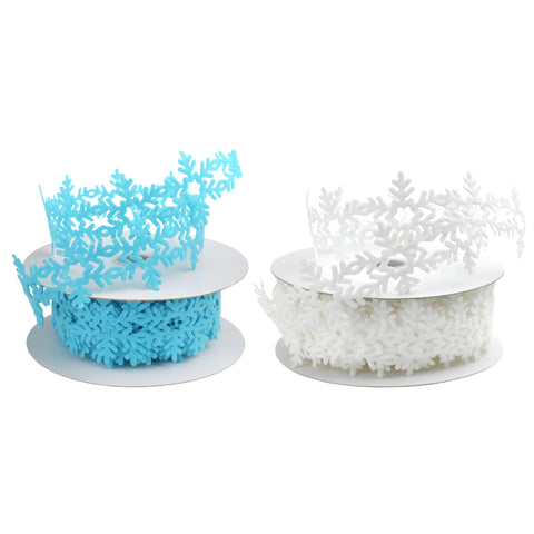 Christmas Snowflake Felt Cutout Ribbon, 1-1/2-inch, 10-yard