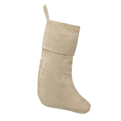 Natural Plain Lined Linen Christmas Stockings, 15-inch