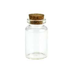 Glass Vial Bottles Cork Lid, 2-1/8-inch x 1-1/8-inch, 12-count, Clear