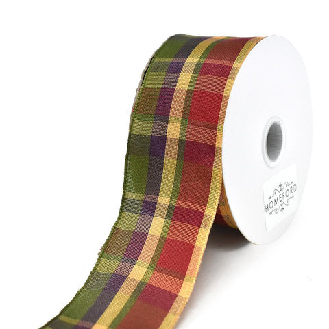 Plaid Gretna Wired Autumn Fall Ribbon, 1-1/2-Inch, 3-Yard