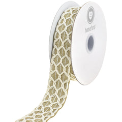 Scallop Weave Burlap Faux Linen Wired Ribbon, 1-1/2-inch, 10-yard