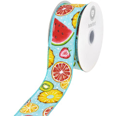 Summer Fruits Polka Dots Satin Wired Ribbon, 1-1/2-inch, 10-yard