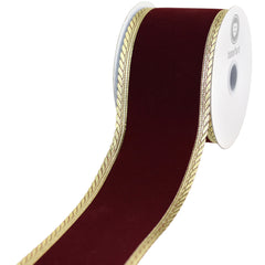 Christmas Velvet Metallic Scalloped Edge Wired Ribbon, 2-1/2-inch, 10-yard