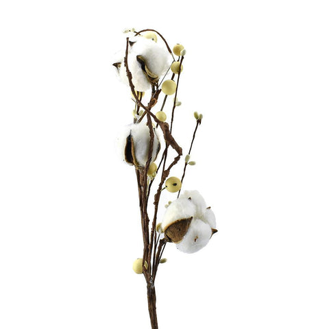 Cotton Branch Spray, 14-Inch