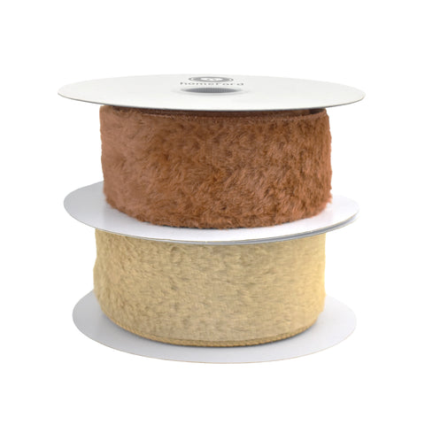 Christmas Soft Fuzzy Faux Fur Wired Ribbon, 10-yard