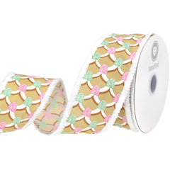 Christmas Gingerbread Roof Fuzzy Edge Wired Ribbon, 10-yard