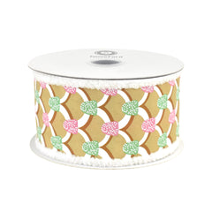 Christmas Gingerbread Roof Fuzzy Edge Wired Ribbon, 10-yard