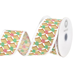 Christmas Gingerbread Roof Fuzzy Edge Wired Ribbon, 10-yard