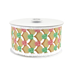 Christmas Gingerbread Roof Fuzzy Edge Wired Ribbon, 10-yard