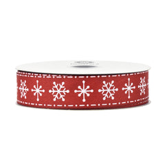 Christmas Snowflake Herringbone Grosgrain Ribbon, 7/8-inch, 10-yard