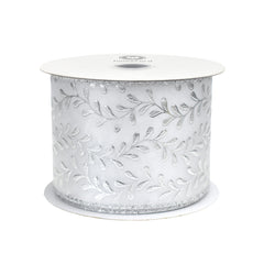 Christmas Metallic Embossed Vines Satin Wired Ribbon, 10-yard