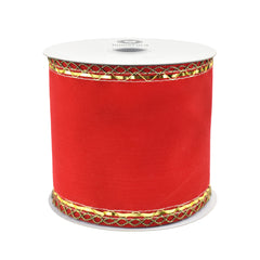 Christmas Velvet Victorian Edge Wired Ribbon, 10-yard